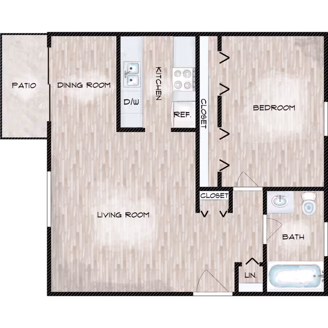 1 Bed 1 Bath 172704 floor plan